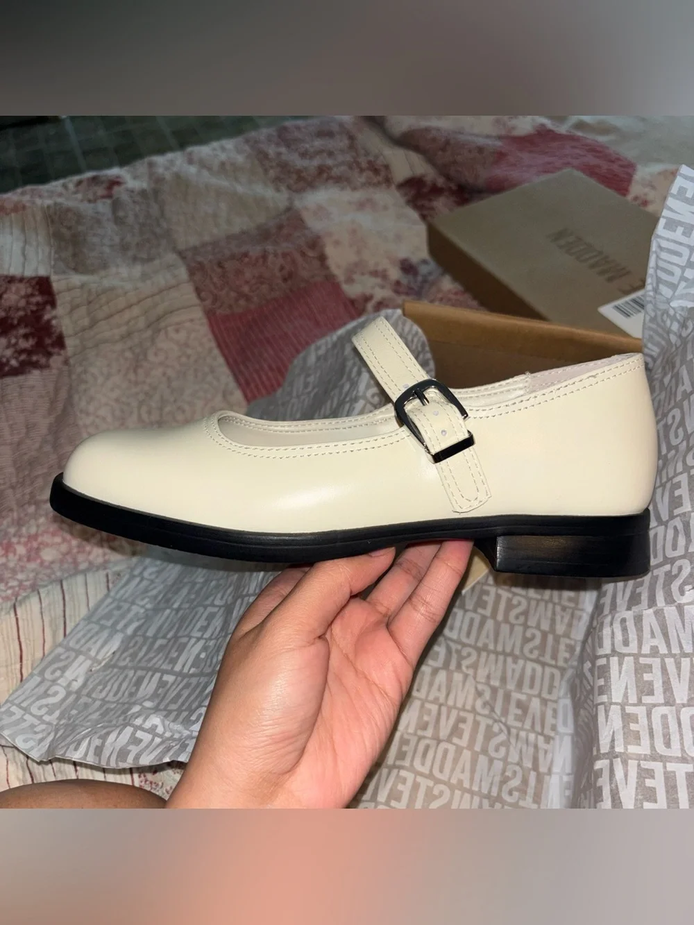 Bone Mary Jane Delancy Flats with Buckle Strap